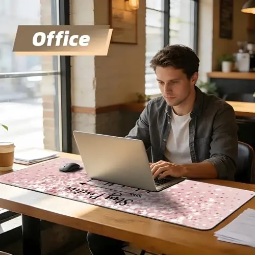 Galdas Gaming Mouse Pad XXL XL Large Long Extended Big Mousepad Non-Slip Rubber Keyboard Mouse Pad with Stitched Edges for Laptop Home Office (31.5x11.8x0.08 Inch) … (Bling Words) - 5