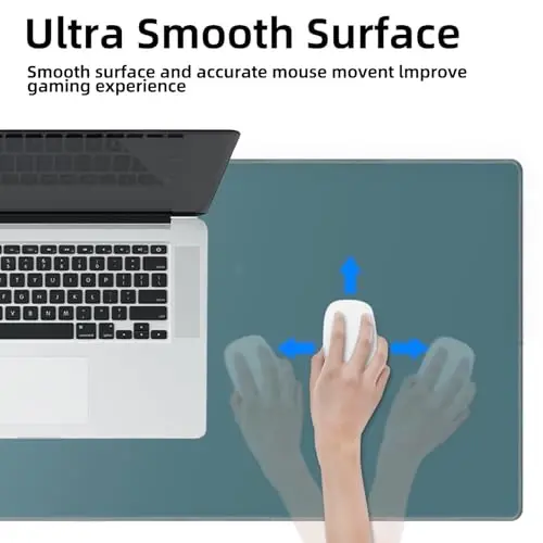 Galdas Gaming Mouse Pad XXL XL Large Long Extended Big Mousepad Non-Slip Rubber Keyboard Mouse Pad with Stitched Edges for Laptop Home Office (31.5x11.8x0.08 Inch) -Blue Grey - 6