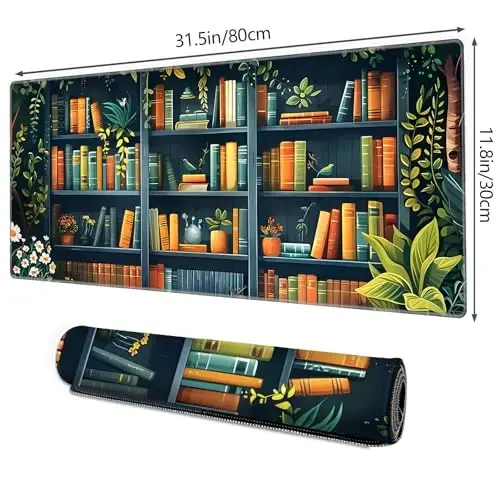 Galdas Gaming Mouse Pad XXL XL Large Long Extended Big Mousepad Non-Slip Rubber Keyboard Mouse Pad with Stitched Edges for Laptop Home Office (31.5x11.8x0.08 Inch) -Books 