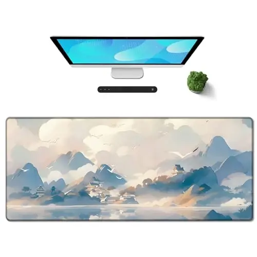Galdas Gaming Mouse Pad XXL XL Large Long Extended Big Mousepad Non-Slip Rubber Keyboard Mouse Pad with Stitched Edges for Laptop Home Office (31.5x11.8x0.08 Inch) -Cloud Scenery - 1