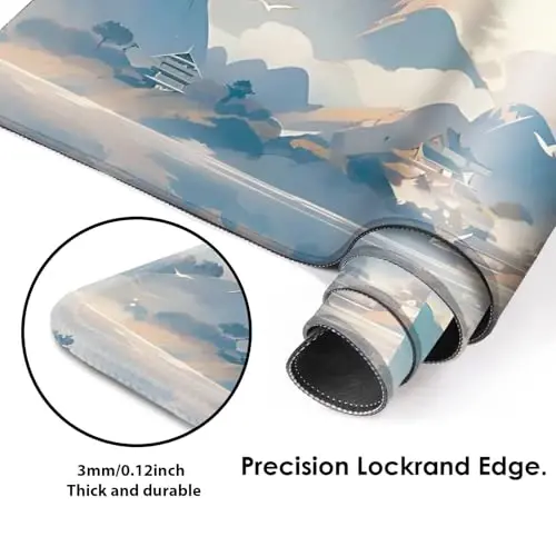 Galdas Gaming Mouse Pad XXL XL Large Long Extended Big Mousepad Non-Slip Rubber Keyboard Mouse Pad with Stitched Edges for Laptop Home Office (31.5x11.8x0.08 Inch) -Cloud Scenery - 4