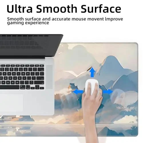 Galdas Gaming Mouse Pad XXL XL Large Long Extended Big Mousepad Non-Slip Rubber Keyboard Mouse Pad with Stitched Edges for Laptop Home Office (31.5x11.8x0.08 Inch) -Cloud Scenery - 6