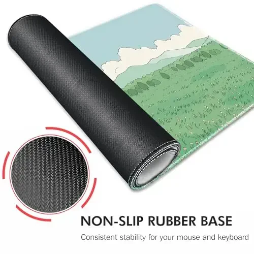 Galdas Gaming Mouse Pad XXL XL Large Long Extended Big Mousepad Non-Slip Rubber Keyboard Mouse Pad with Stitched Edges for Laptop Home Office (31.5x11.8x0.08 Inch) … (Clouds and Green) - 5