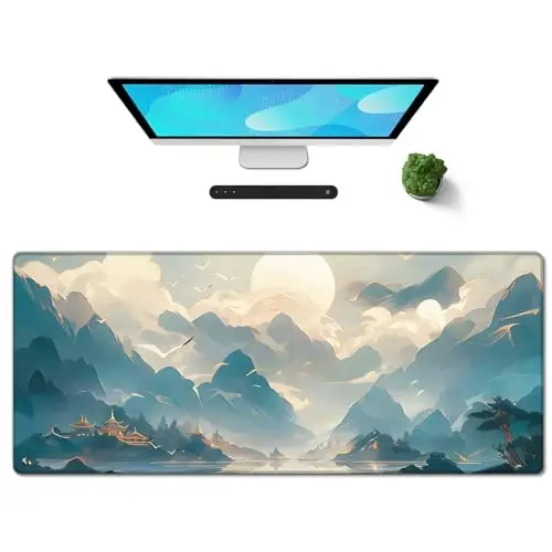 Galdas Gaming Mouse Pad XXL XL Large Long Extended Big Mousepad Non-Slip Rubber Keyboard Mouse Pad with Stitched Edges for Laptop Home Office (31.5x11.8x0.08 Inch) -Clouds - 1