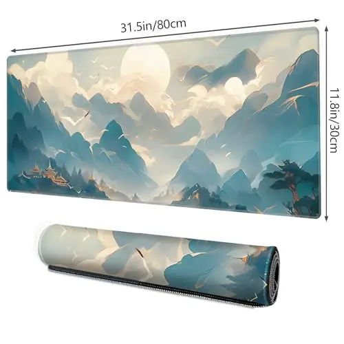 Galdas Gaming Mouse Pad XXL XL Large Long Extended Big Mousepad Non-Slip Rubber Keyboard Mouse Pad with Stitched Edges for Laptop Home Office (31.5x11.8x0.08 Inch) -Clouds - 2