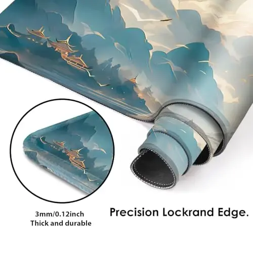 Galdas Gaming Mouse Pad XXL XL Large Long Extended Big Mousepad Non-Slip Rubber Keyboard Mouse Pad with Stitched Edges for Laptop Home Office (31.5x11.8x0.08 Inch) -Clouds - 4