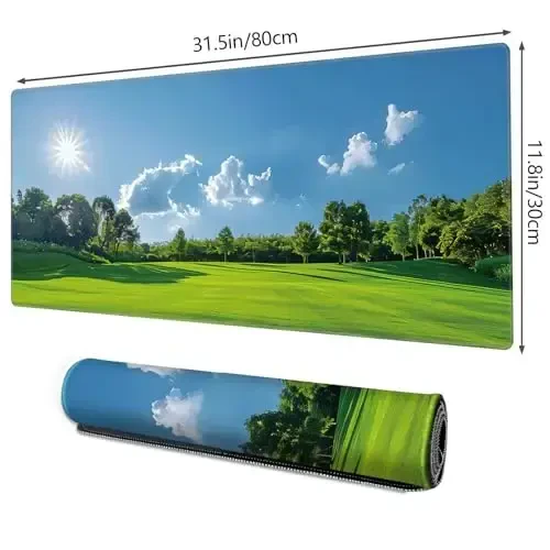 Galdas Gaming Mouse Pad XXL XL Large Long Extended Big Mousepad Non-Slip Rubber Keyboard Mouse Pad with Stitched Edges for Laptop Home Office (31.5x11.8x0.08 Inch) … (Grass) - 2