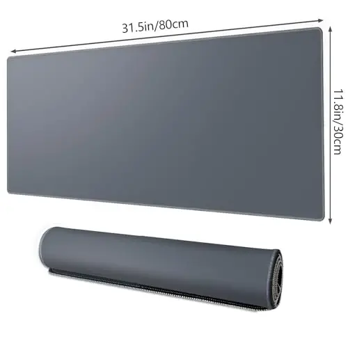 Galdas Gaming Mouse Pad XXL XL Large Long Extended Big Mousepad Non-Slip Rubber Keyboard Mouse Pad with Stitched Edges for Laptop Home Office (31.5x11.8x0.08 Inch) -Grey - 2