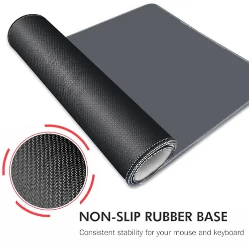 Galdas Gaming Mouse Pad XXL XL Large Long Extended Big Mousepad Non-Slip Rubber Keyboard Mouse Pad with Stitched Edges for Laptop Home Office (31.5x11.8x0.08 Inch) -Grey - 5