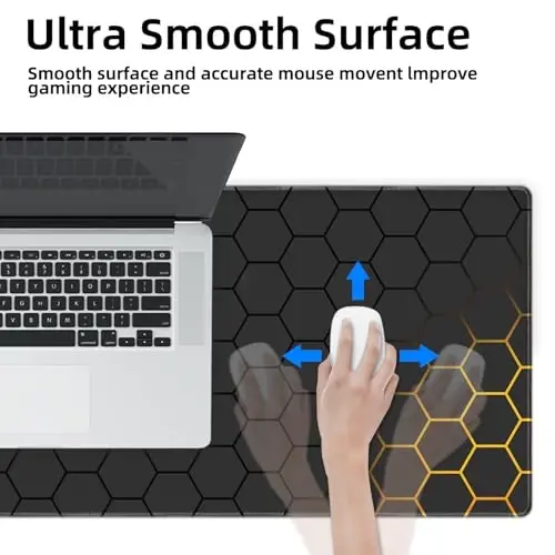 Galdas Gaming Mouse Pad XXL XL Large Long Extended Big Mousepad Non-Slip Rubber Keyboard Mouse Pad with Stitched Edges for Laptop Home Office (31.5x11.8x0.08 Inch) … (Grid) - 5