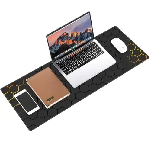 Galdas Gaming Mouse Pad XXL XL Large Long Extended Big Mousepad Non-Slip Rubber Keyboard Mouse Pad with Stitched Edges for Laptop Home Office (31.5x11.8x0.08 Inch) … (Grid) - 3