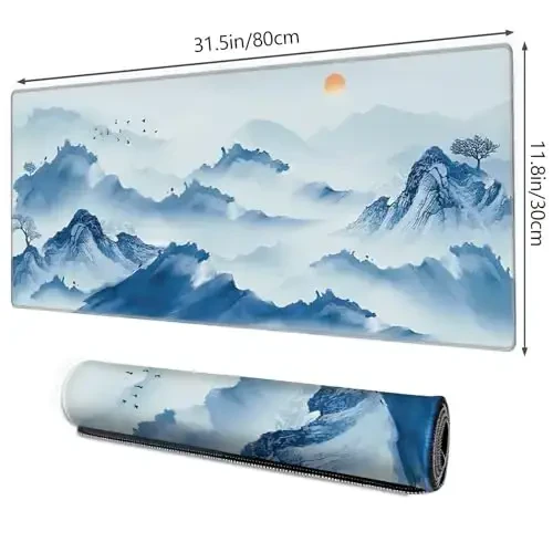 Galdas Gaming Mouse Pad XXL XL Large Long Extended Big Mousepad Non-Slip Rubber Keyboard Mouse Pad with Stitched Edges for Laptop Home Office (31.5x11.8x0.08 Inch)-Landscape - 2