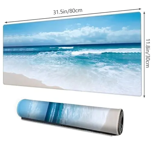 Galdas Gaming Mouse Pad XXL XL Large Long Extended Big Mousepad Non-Slip Rubber Keyboard Mouse Pad with Stitched Edges for Laptop Home Office (31.5x11.8x0.08 Inch) … (Wave 2025) - 2