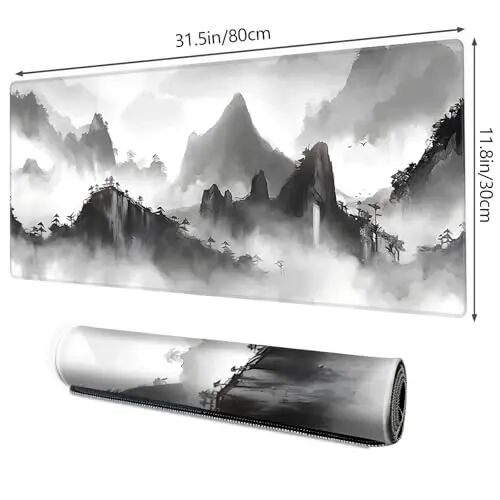 Galdas Mouse Pad for Gaming,XXL XL Large Mouse Mat Long Extended Mousepad Desk Mat Non-Slip Rubber Mice Pads Stitched Edges Thin,Black Ink Background (31.5 x 11.8 x 0.12 Inches) - GALDAS (1)
