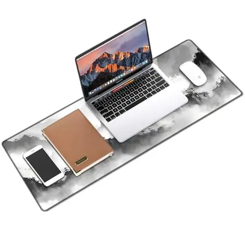 Galdas Mouse Pad for Gaming,XXL XL Large Mouse Mat Long Extended Mousepad Desk Mat Non-Slip Rubber Mice Pads Stitched Edges Thin,Black Ink Background (31.5 x 11.8 x 0.12 Inches) - 3