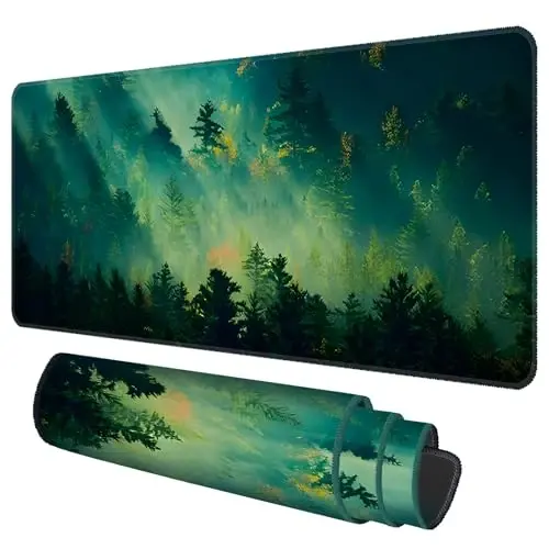 Galdas Mouse Pad,Office Desk Mat Large Gaming Keyboard Pad Durable Stitched Edges Washable Smooth Surface Control & Accuracy Extended Computer Mouse Mat (31.5X11.8In)-Green Forest… | Extended Computer Mouse Mat, 31.5X11.8In,Keyboard Pad,Durable Stitc - 1