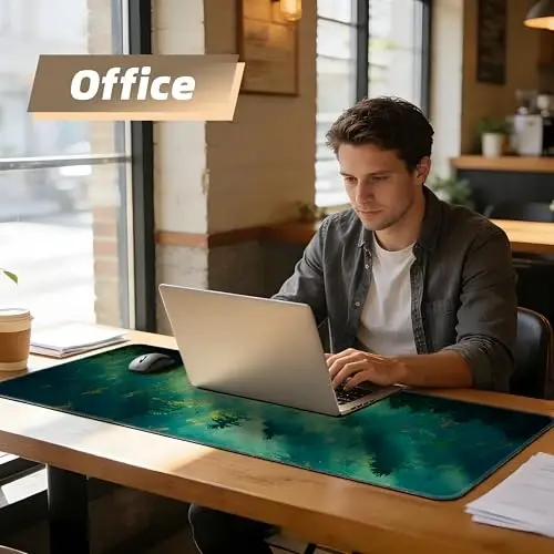 Galdas Mouse Pad,Office Desk Mat Large Gaming Keyboard Pad Durable Stitched Edges Washable Smooth Surface Control & Accuracy Extended Computer Mouse Mat (31.5X11.8In)-Green Forest… | Extended Computer Mouse Mat, 31.5X11.8In,Keyboard Pad,Durable Stitc - 4