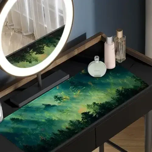 Galdas Mouse Pad,Office Desk Mat Large Gaming Keyboard Pad Durable Stitched Edges Washable Smooth Surface Control & Accuracy Extended Computer Mouse Mat (31.5X11.8In)-Green Forest - 6