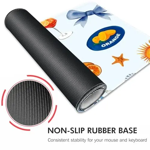 Galdas oʻyin sichqonchasi uchun gilamcha XXL XL Katta Uzun Keng sichqoncha klaviaturasi uchun sirpanmaydigan rezina gilamcha, noutbuk uy ofisi uchun tikilgan qirralari bilan (31,5x11,8x0,08 dyuym) -Shell 2025 - 5