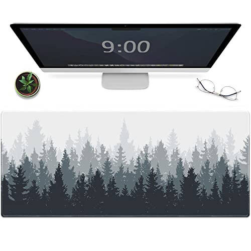 Galdas Oyun Mouse Pad Orman Arka Plan Desen XXL XL Büyük Mouse Pad Uzun Genişletilmiş Mouse Pad Masa Matı Kaymaz Kauçuk Fare Pedleri Dikişli Kenarlar İnce Ped (31.5 x 11.8 x 0.12 İnç) Ağaç - 2