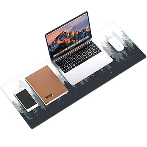 Galdas Oyun Mouse Pad Orman Arka Plan Desen XXL XL Büyük Mouse Pad Uzun Genişletilmiş Mouse Pad Masa Matı Kaymaz Kauçuk Fare Pedleri Dikişli Kenarlar İnce Ped (31.5 x 11.8 x 0.12 İnç) Ağaç - 5