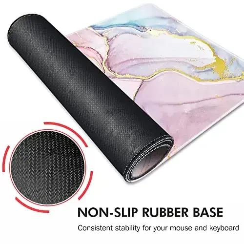 Galdas Gaming Mouse Pad Cool Flash Pattern XXL XL Large Mouse Pad Long Extended Mousepad Desk Pad Non-Slip Rubber Mice Pads Stitched Edges Thin Pad (31.5x11.8x0.12 Inch) (Pink Marble Pattern) - 4