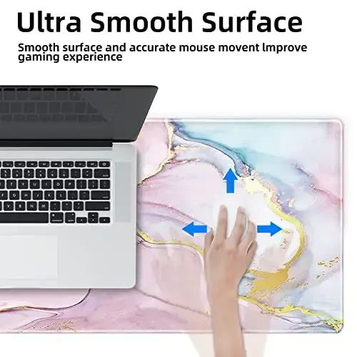 Galdas Gaming Mouse Pad Cool Flash Pattern XXL XL Large Mouse Pad Long Extended Mousepad Desk Pad Non-Slip Rubber Mice Pads Stitched Edges Thin Pad (31.5x11.8x0.12 Inch) (Pink Marble Pattern) - 5
