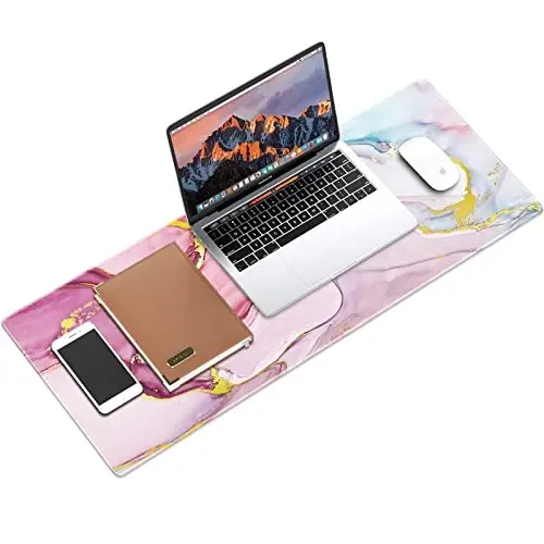 Galdas Gaming Mouse Pad Cool Flash Pattern XXL XL Large Mouse Pad Long Extended Mousepad Desk Pad Non-Slip Rubber Mice Pads Stitched Edges Thin Pad (31.5x11.8x0.12 Inch) (Pink Marble Pattern) - 6