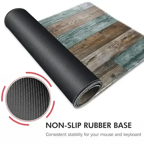 Galdas Gaming Mouse Pad Vintage Wood Grain Pattern XXL XL Large Mouse Pad Mat Long Extended Mousepad Desk Pad Non-Slip Rubber Mice Pads Stitched Edges Thin Pad (31.5x11.8x0.12Inch) - 5