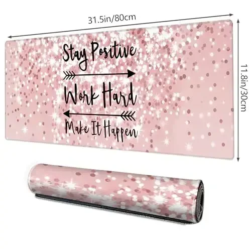 Galdas Gaming Mouse Pad XXL XL Large Long Extended Big Mousepad Non-Slip Rubber Keyboard Mouse Pad with Stitched Edges for Laptop Home Office (31.5x11.8x0.08 Inch) … (Bling Words) - 2