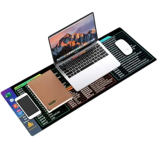 Galdas Gaming Mouse Pad XXL XL Large Long Extended Big Mousepad Non-Slip Rubber Keyboard Desk Pad with Stitched Edges for Laptop Home Office (31.5x11.8x0.08 Inch) … (Shortcut Keys1) - 3