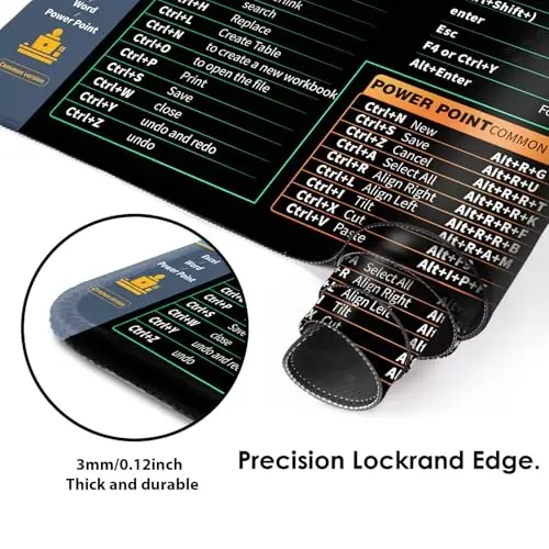 Galdas Gaming Mouse Pad XXL XL Large Long Extended Big Mousepad Non-Slip Rubber Keyboard Desk Pad with Stitched Edges for Laptop Home Office (31.5x11.8x0.08 Inch) … (Shortcut Keys1) - 4