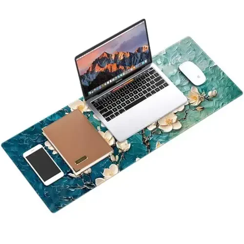 Galdas Gaming Mouse Pad XXL XL Large Long Extended Big Mousepad Non-Slip Rubber Keyboard Desk Pad with Stitched Edges for Laptop Home Office (31.5x11.8x0.08 Inch) … (Painting Flowers) - 3