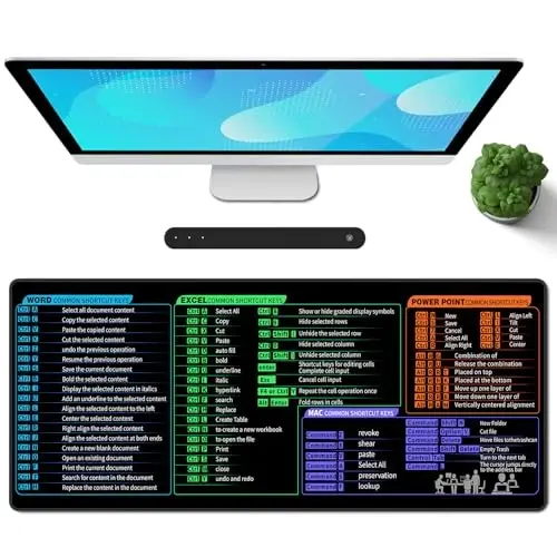 Galdas Gaming Mouse Pad XXL XL Large Long Extended Big Mousepad Non-Slip Rubber Keyboard Desk Pad with Stitched Edges for Laptop Home Office (31.5x11.8x0.08 Inch) … (Shortcut Keys Mac) - 1