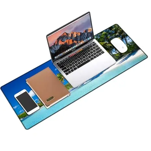 Galdas Gaming Mouse Pad XXL XL Large Long Extended Big Mousepad Non-Slip Rubber Keyboard Mouse Pad with Stitched Edges for Laptop Home Office (31.5x11.8x0.08 Inch) … (Beach 2025) - 3