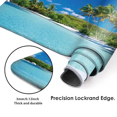 Galdas Gaming Mouse Pad XXL XL Large Long Extended Big Mousepad Non-Slip Rubber Keyboard Mouse Pad with Stitched Edges for Laptop Home Office (31.5x11.8x0.08 Inch) … (Beach 2025) - 4