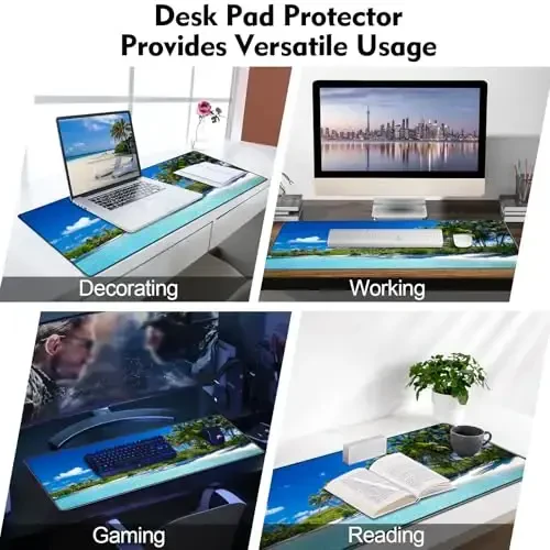 Galdas Gaming Mouse Pad XXL XL Large Long Extended Big Mousepad Non-Slip Rubber Keyboard Mouse Pad with Stitched Edges for Laptop Home Office (31.5x11.8x0.08 Inch) … (Beach 2025) - 7