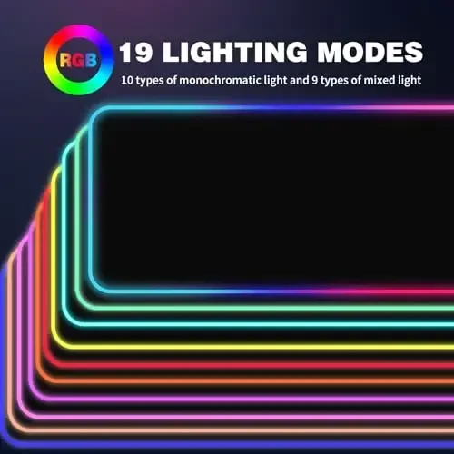 Galdas Gaming Mouse Pad XXL XL Large Long Extended Big Mousepad Non-Slip Rubber Keyboard Mouse Pad with Stitched Edges for Laptop Home Office (31.5x11.8x0.08 Inch) … (RGB Black) - 5