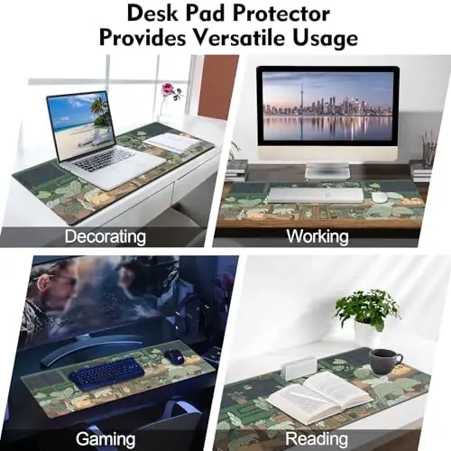 Galdas Gaming Mouse Pad XXL XL Large Long Extended Big Mousepad Non-Slip Rubber Keyboard Mouse Pad with Stitched Edges for Laptop Home Office (31.5x11.8x0.08 Inch) … (Green Window) - 7