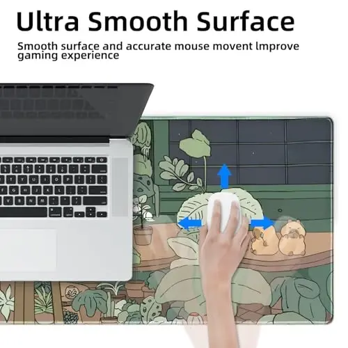 Galdas Gaming Mouse Pad XXL XL Large Long Extended Big Mousepad Non-Slip Rubber Keyboard Mouse Pad with Stitched Edges for Laptop Home Office (31.5x11.8x0.08 Inch) … (Green Window) - 6