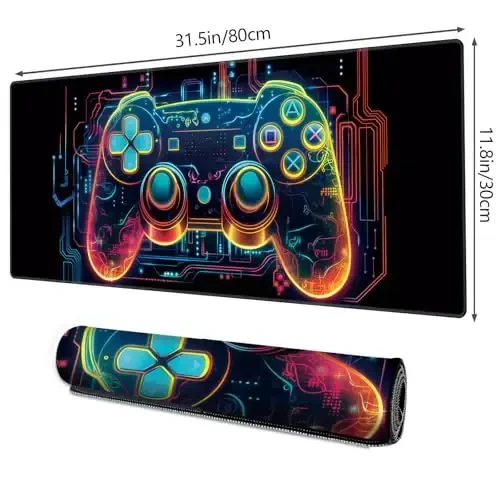 Galdas Gaming Mouse Pad XXL XL Large Long Extended Big Mousepad Non-Slip Rubber Keyboard Mouse Pad with Stitched Edges for Laptop Home Office (31.5x11.8x0.08 Inch) … (Handle) - MODAZONE (1)