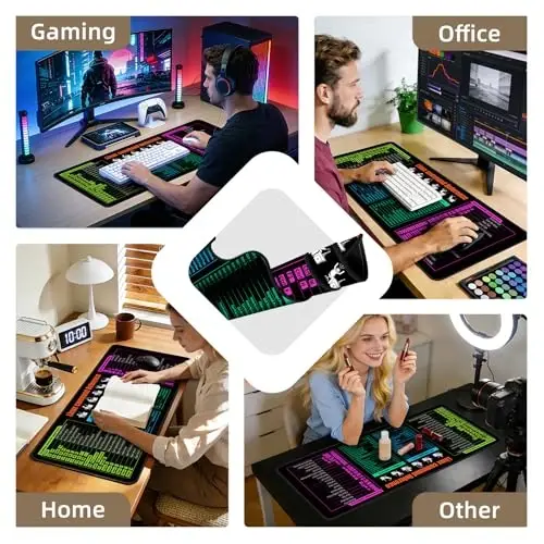 Galdas Gaming Mouse Pad XXL XL Large Long Extended Big Mousepad Non-Slip Rubber Keyboard Mouse Pad with Stitched Edges for Laptop Home Office (31.5x11.8x0.08 Inch) -Notes - 4