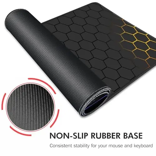 Galdas Gaming Mouse Pad XXL XL Large Long Extended Big Mousepad Non-Slip Rubber Keyboard Mouse Pad with Stitched Edges for Laptop Home Office (31.5x11.8x0.08 Inch) … (Grid) - 5