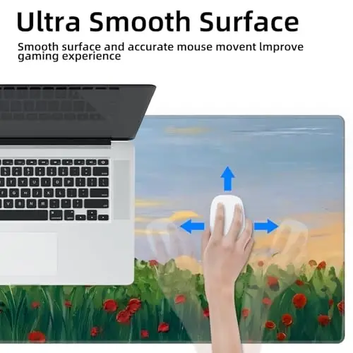 Galdas Gaming Mouse Pad XXL XL Large Long Extended Big Mousepad Non-Slip Rubber Keyboard Mouse Pad with Stitched Edges for Laptop Home Office (31.5x11.8x0.08 Inch) … (Cure Red Flower) - 5