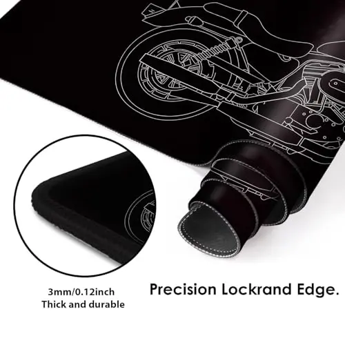 Galdas Gaming Mouse Pad XXL XL Large Long Extended Big Mousepad Non-Slip Rubber Keyboard Mouse Pad with Stitched Edges for Laptop Home Office (31.5x11.8x0.08 Inch) … (Motor) - 4