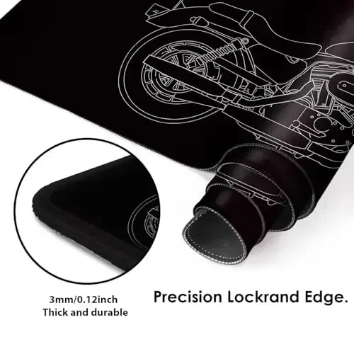 Galdas Gaming Mouse Pad XXL XL Large Long Extended Big Mousepad Non-Slip Rubber Keyboard Mouse Pad with Stitched Edges for Laptop Home Office (31.5x11.8x0.08 Inch) … (Motor) - 4