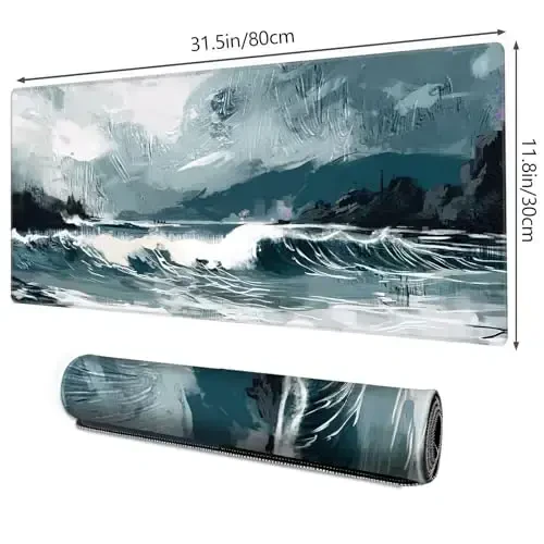 Galdas Gaming Mouse Pad XXL XL Large Long Extended Big Mousepad Non-Slip Rubber Keyboard Mouse Pad with Stitched Edges for Laptop Home Office (31.5x11.8x0.08 Inch) … (Aurora) - Galdas (1)