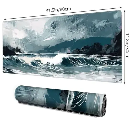 Galdas Gaming Mouse Pad XXL XL Large Long Extended Big Mousepad Non-Slip Rubber Keyboard Mouse Pad with Stitched Edges for Laptop Home Office (31.5x11.8x0.08 Inch) … (Aurora) - 2