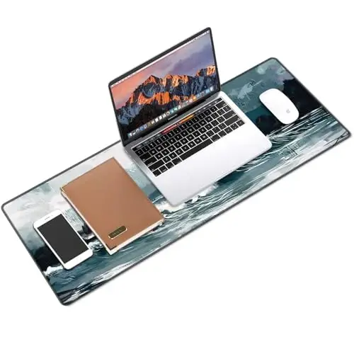 Galdas Gaming Mouse Pad XXL XL Large Long Extended Big Mousepad Non-Slip Rubber Keyboard Mouse Pad with Stitched Edges for Laptop Home Office (31.5x11.8x0.08 Inch) … (Aurora) - 3