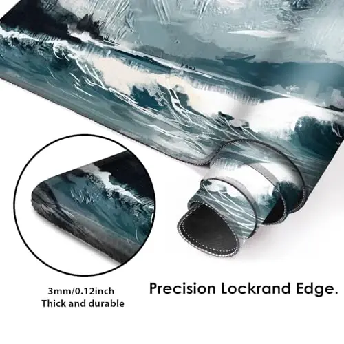 Galdas Gaming Mouse Pad XXL XL Large Long Extended Big Mousepad Non-Slip Rubber Keyboard Mouse Pad with Stitched Edges for Laptop Home Office (31.5x11.8x0.08 Inch) … (Aurora) - 4